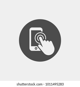 Mobile phone flat vector icon. Click here flat vector icon