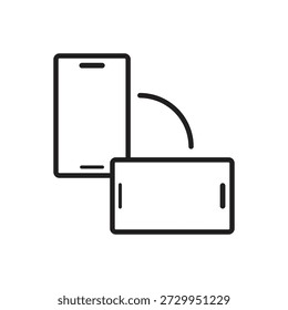 Mobile phone flipping from portrait to landscape glyph