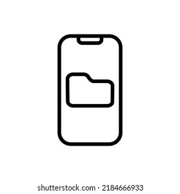 Teléfono móvil con un vector de icono simple de carpeta. Diseño plano.ai
