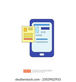 Mobile Phone with Form. Flat Style Icon for Mobile Application Development, Responsive Web Design and Web Development.