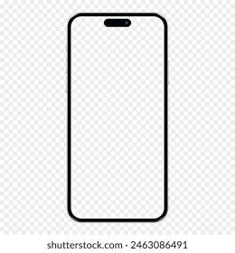 Mobile phone frame mockup with transparent screen isolated on transparent background