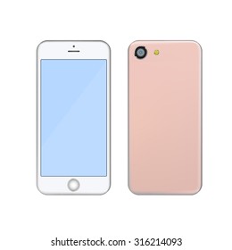 Mobile phone, front and back of the smartphone.