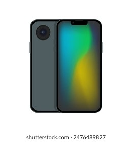 mobile phone front and back view. vector