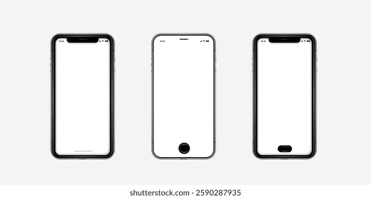 Mobile Phone Front Desert Titanium mockup with white blank screen isolated on light background.