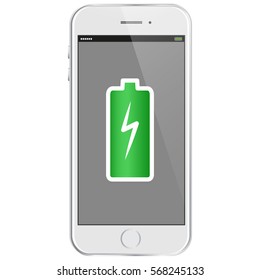 Mobile Phone With Full Battery Vector Illustration
