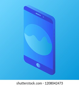 Mobile phone in a futuristic style. Isometry. Diagram on the screen