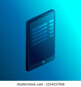 Mobile phone in a futuristic style. Isometry. List of tasks on the screen