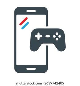 Mobile phone with game controller silhouette. Simple flat design silhouette

