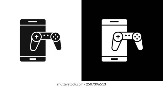 mobile phone game icon Flat vector set outline