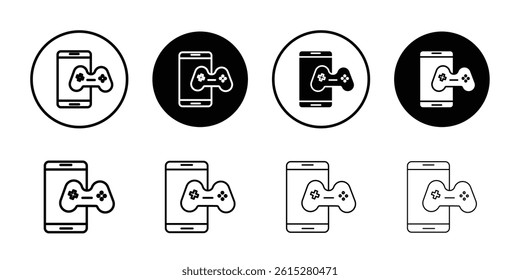 mobile phone game icon Flat simple outline set