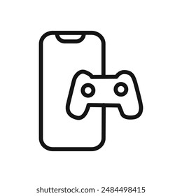 mobile phone game icon linear vector graphics sign