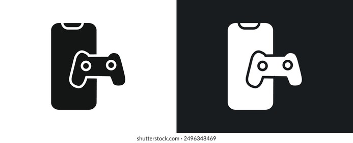mobile phone game icon linear graphics set vector in black