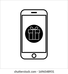 Mobile phone gift, Gift by mobile, Parcel, vector illustration