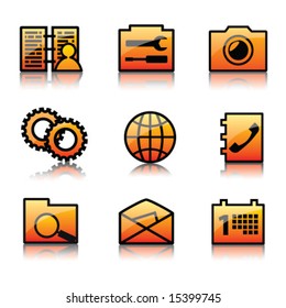 mobile phone glossy plastic icon set with reflections, EPS Vector illustration