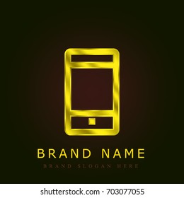 Mobile phone golden metallic logo
