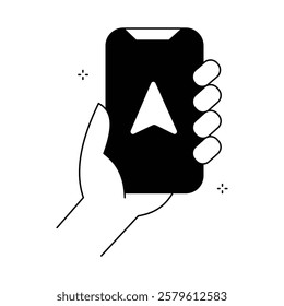 Mobile Phone GPS Navigation Vector Icon Design