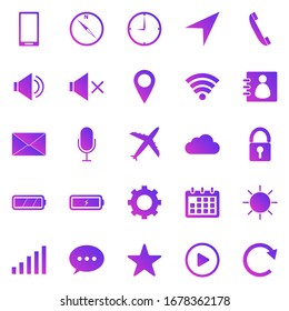 Iconos de gradiente de teléfono móvil en fondo blanco, vector de material