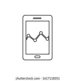 Mobile phone with Graph line Icon on the screen