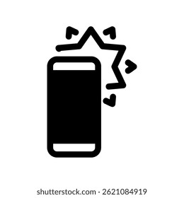 Mobile Phone Graphic Showing Bright Flash Feature Turned On Icon