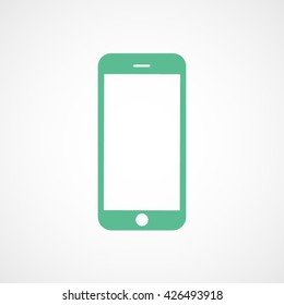 Mobile Phone Green Flat Icon On White Background