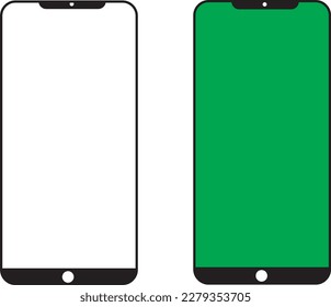 mobile phone green screen and mobile phone vector