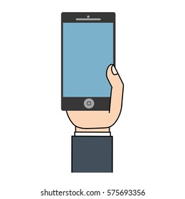 mobile phone in hand display vector illustration eps 10