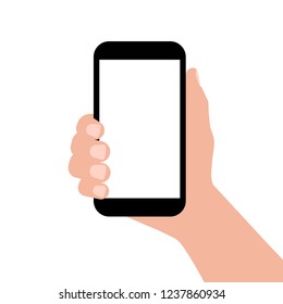  Mobile phone in hand. Holding a smartphone. Vector illustration.