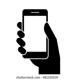 Mobile Phone In Hand. Hand Holding Smartphone. Vector Illustration