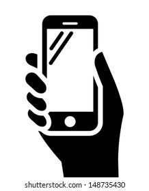 Mobile phone in hand icon