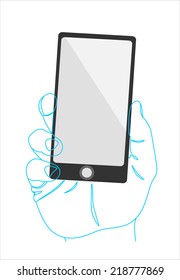 Mobile phone in hand icon