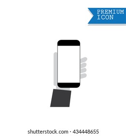 Mobile phone in hand icon