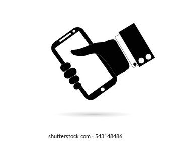 Mobile phone in hand icon