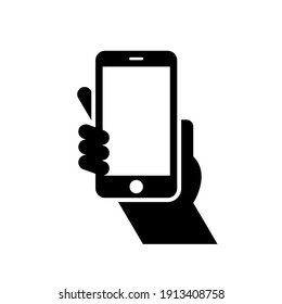 Mobile Phone Hand Icon Hand Hold Stock Vector (Royalty Free) 1913408758 ...