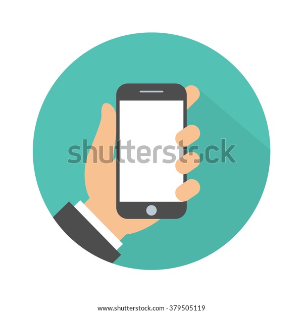 携帯電話の手のアイコン スマートフォンを持つ手 フラットデザイン のベクター画像素材 ロイヤリティフリー