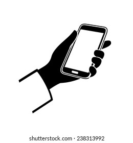 Mobile Phone in Hand Icon on White Background. Vector illustration