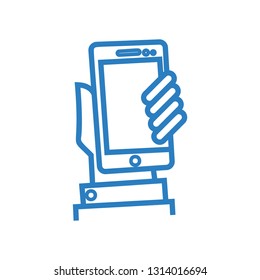 Mobile phone in hand icon - vector