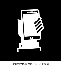 Mobile phone in hand icon - vector