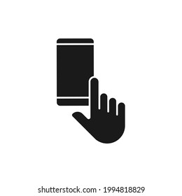 Mobile Phone with Hand icon Vector Design. Smartphone icon with Hand Gesture design concept for e-commerce, online store and marketplace website, mobile, logo, symbol, button, sign, app