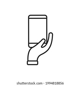 Mobile Phone with Hand icon Vector Design. Smartphone icon with Hand Gesture design concept for e-commerce, online store and marketplace website, mobile, logo, symbol, button, sign, app