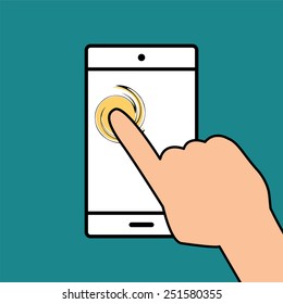 Mobile phone in hand icon.vector illustration.