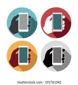 Mobile phone in hand set icons