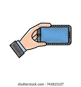 mobile phone in hand showing device