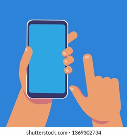Mobile phone in hand. Smartphone screen. Hand holding smartphone.