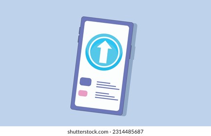 Handy mit Upload-Daten zum Cloud-Computing-Konzept für Dateiaustausch und Datenübertragung. Hochladen auf den Server mit mobiler App, Website.