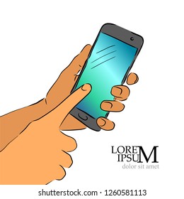 Mobile phone in hand. Vector