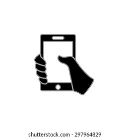 Mobile phone in hand - vector icon