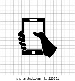 Mobile phone in hand - vector icon