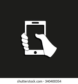 Mobile phone in hand - vector icon