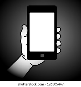 Mobile phone in hand, vector illustration
