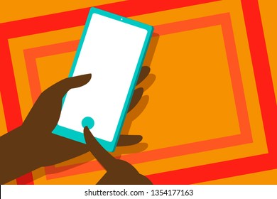 Mobile phone in the hand,Fashion long Background, Vector
